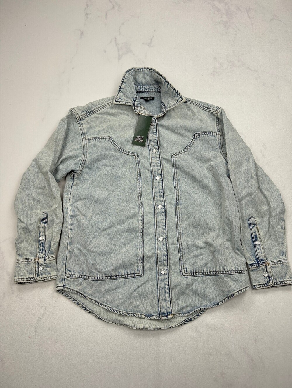 Wild Fable Denim Jacket Light Blue 90s VTG Chambray - Womens XXS